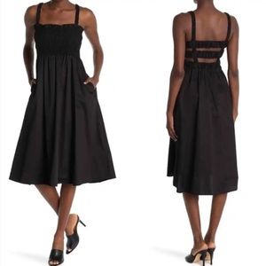 TOPSHOP | Smocked Midi Dress w Pockets | Sz L